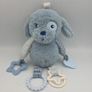 New Dreamgro Blue Puppy Lovey Dog Activity Plush Rattle Crinkle Teether Toy 11"